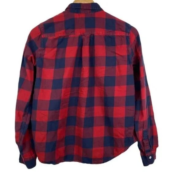 L.O.G.G. BY H&M WOMEN'S BLUE/RED BUFFALO PLAID BUTTON DOWN SHIRT 4 - Picture 3 of 6